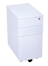 GSP3 Slimline Mobile Ped For Small Desks. 2 Dr And 1 File Dr. Lockable. 300 Wide. White Only